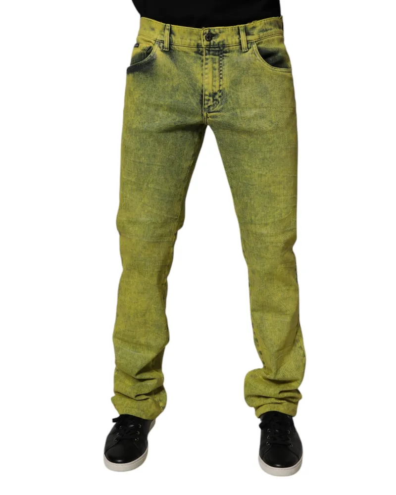 Dolce & Gabbana Yellow Cotton Stretch Skinny Men Denim Jeans Elastane Clothing Yellow