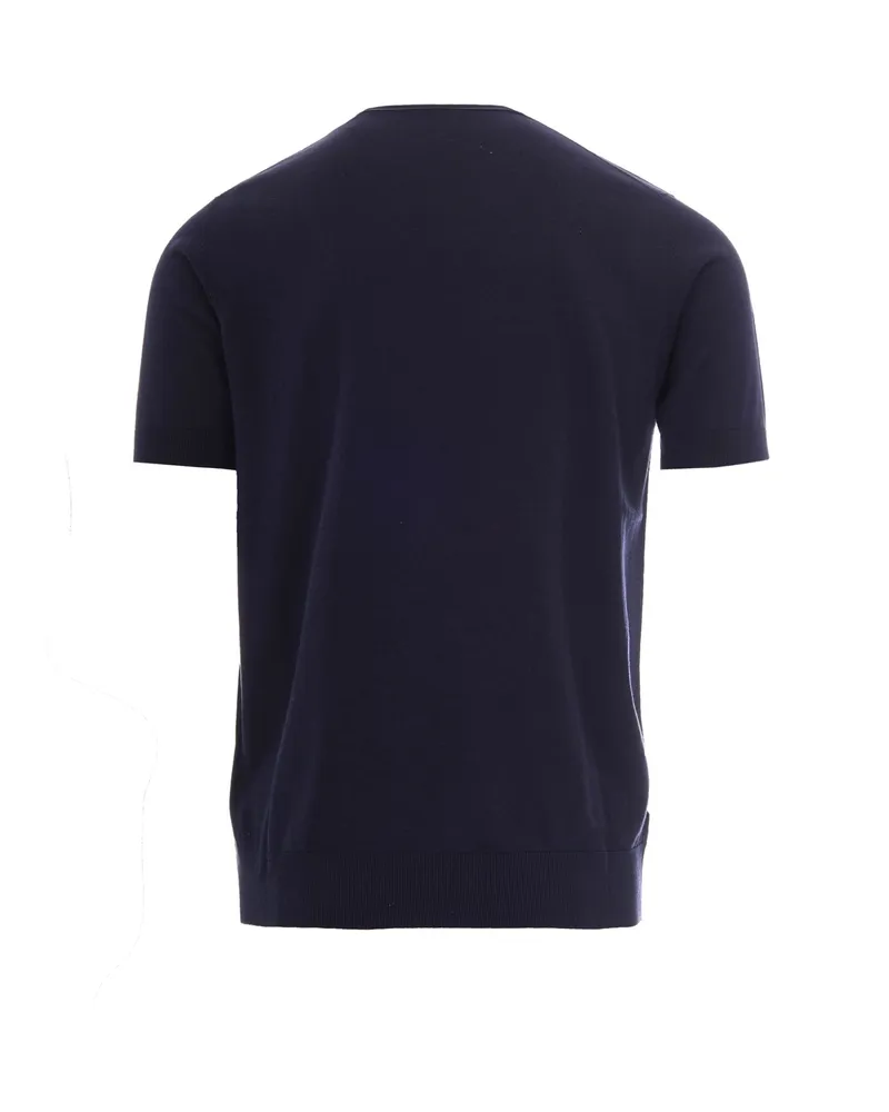 Paolo Pecora Milano Men's T-Shirt Blue Knit Silk T-Shirts And Polos Blue
