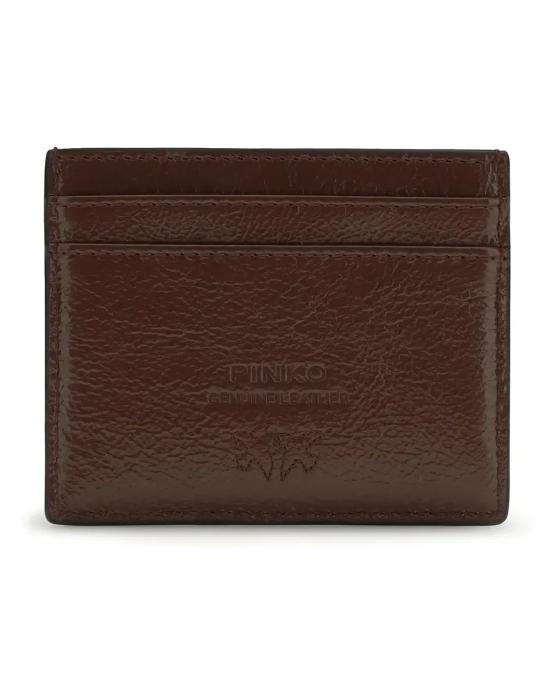 Pinko Women's Shiny Leather Card Holder Burgundy Wine-Antique Gold Calf Bos Taurus Wallet Burgundy