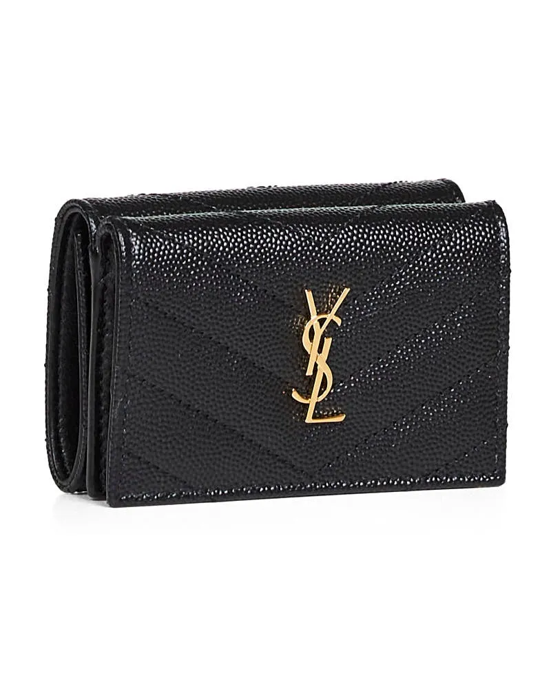 Saint Laurent Women's Wallet Cassandre Origami Black Calfskin & Purses Black