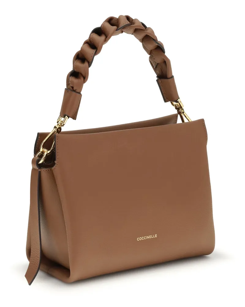 Coccinelle Women's Boheme Handbag Cognac-Noir Calf Leather Bos Taurus Handbags Cognac/noir Hand Bags Brown