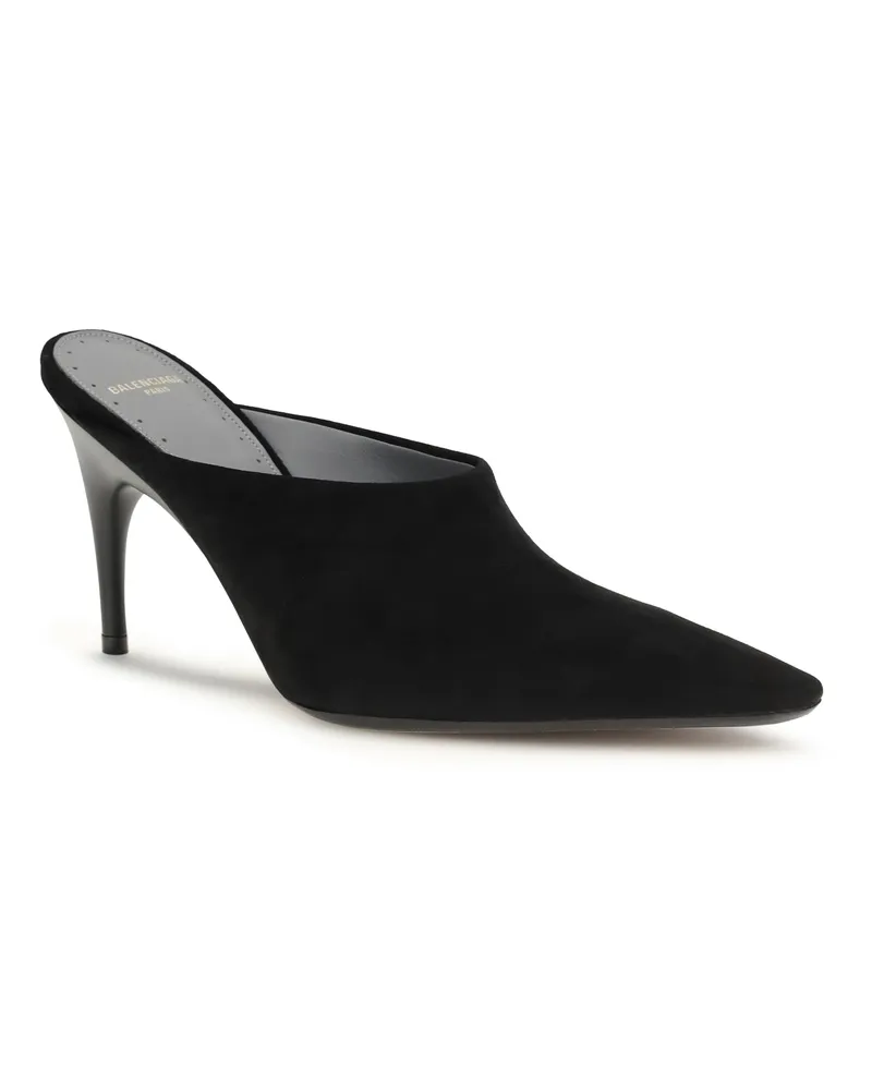 Balenciaga Women's Duchesse Suede Mule Black-Gold Pumps Black/gold High Heel Shoes Black