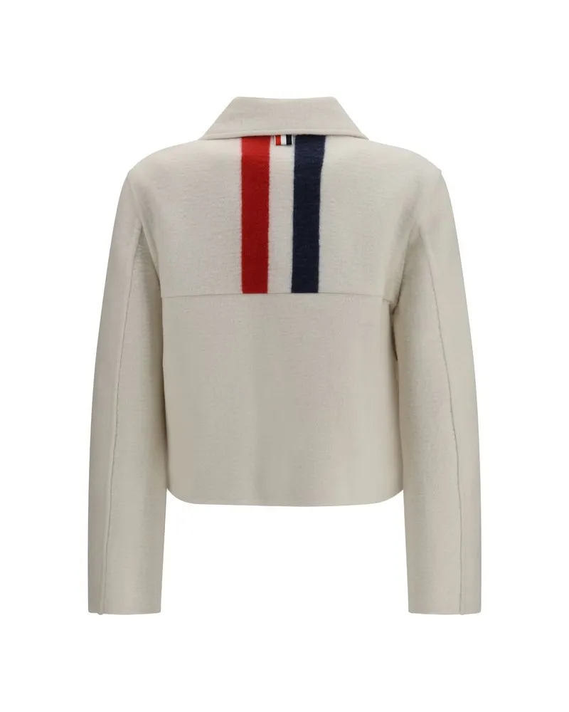 Thom Browne Wool and Cashmere Bell-Sleeve Jacket — Beige Beige