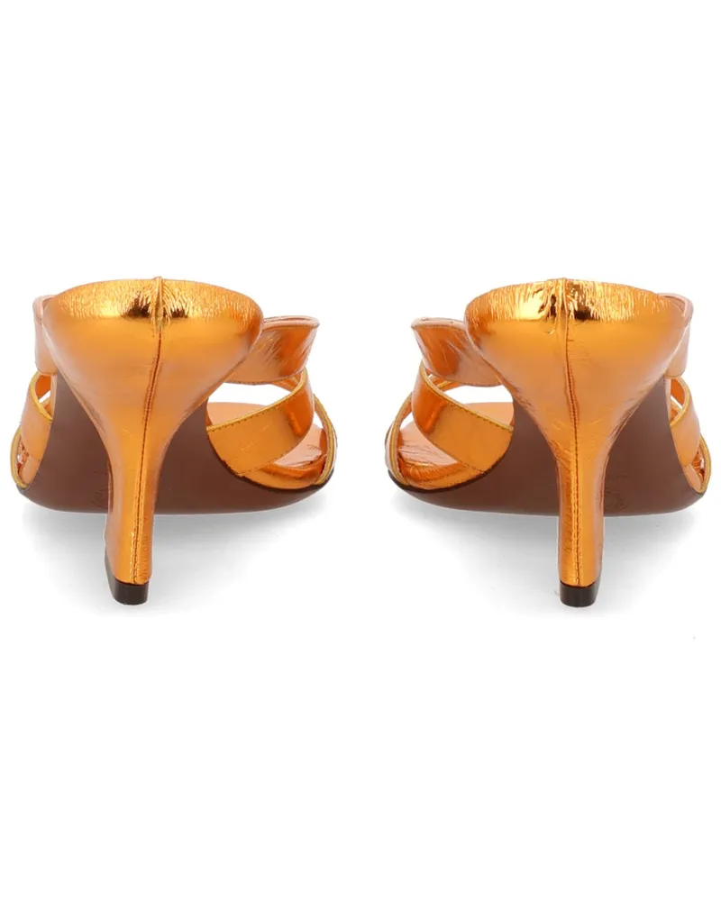 Dries van Noten Sculptural 9 cm Heel Leather Heels — Orange Orange