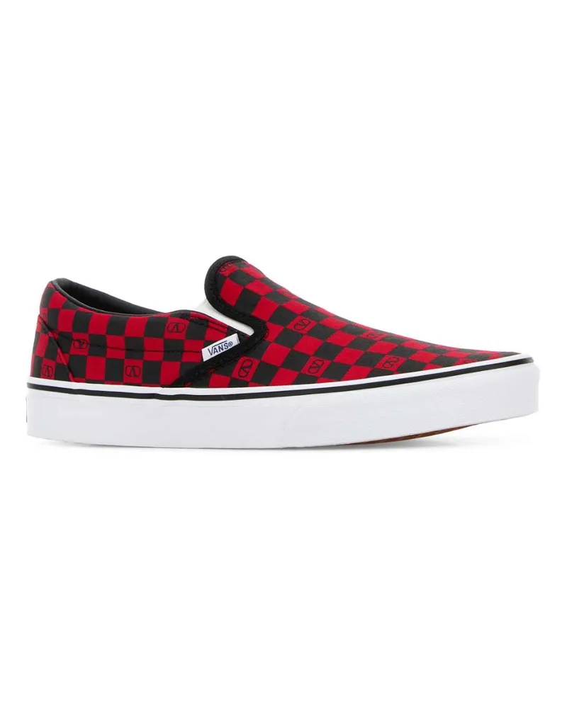 Valentino Garavani Men's Printed Canvas  X Vans Classic Slip-On Slip-Ons Rougepurneronerobianemie Cotton Sneaker Red