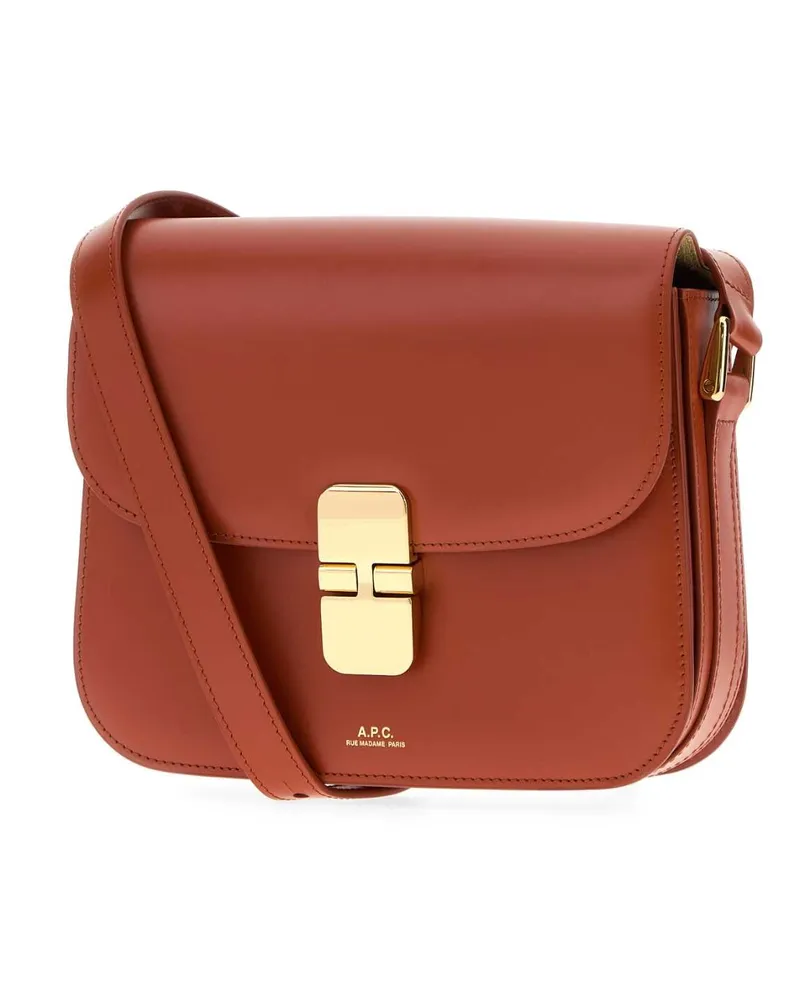 A.P.C. Women's Brick Leather Small Grace Crossbody Bag Rhum Borse A Tracolla Red