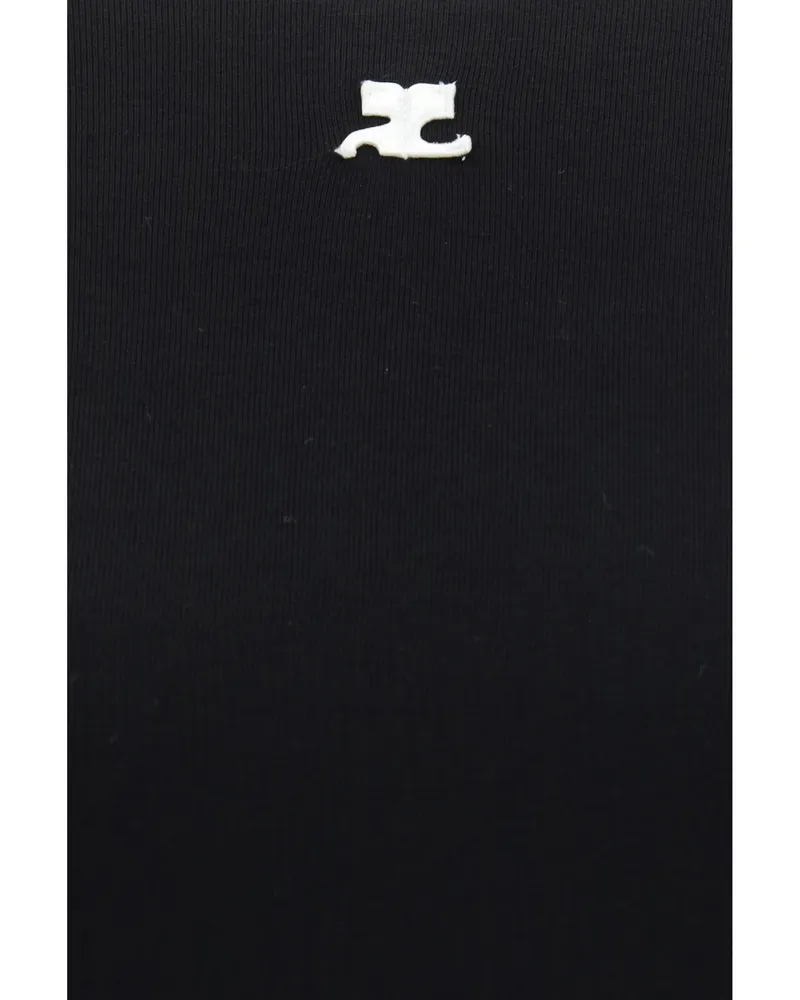 Courrèges Women's T-Shirt Logo Black-Heritage White Cotton T-Shirts & Jerseys Black/heritage Black