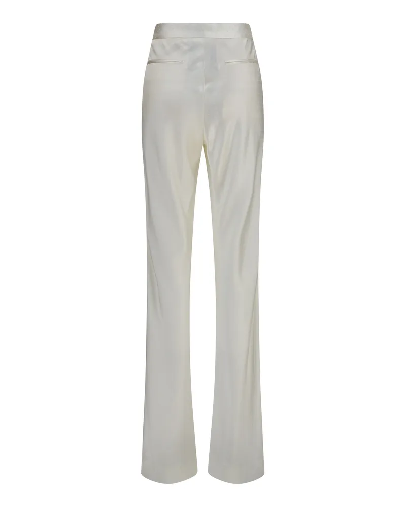 Tom Ford Women's Bias-Cut Polka-Dot Pants Off White Viscose; Silk Trousers White