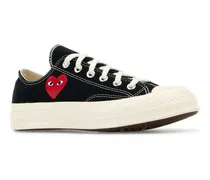 Comme Des Garcons Play Heart-Embroidered Canvas Sneaker — Black