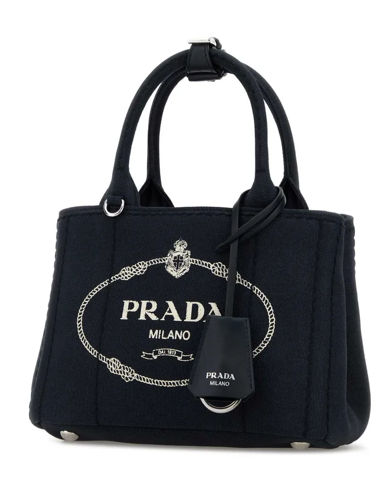 Prada Women's Dark Blue Canvas Mini  Jardiniã¨re Handbag Baltico Borse A Mano Bag Navy