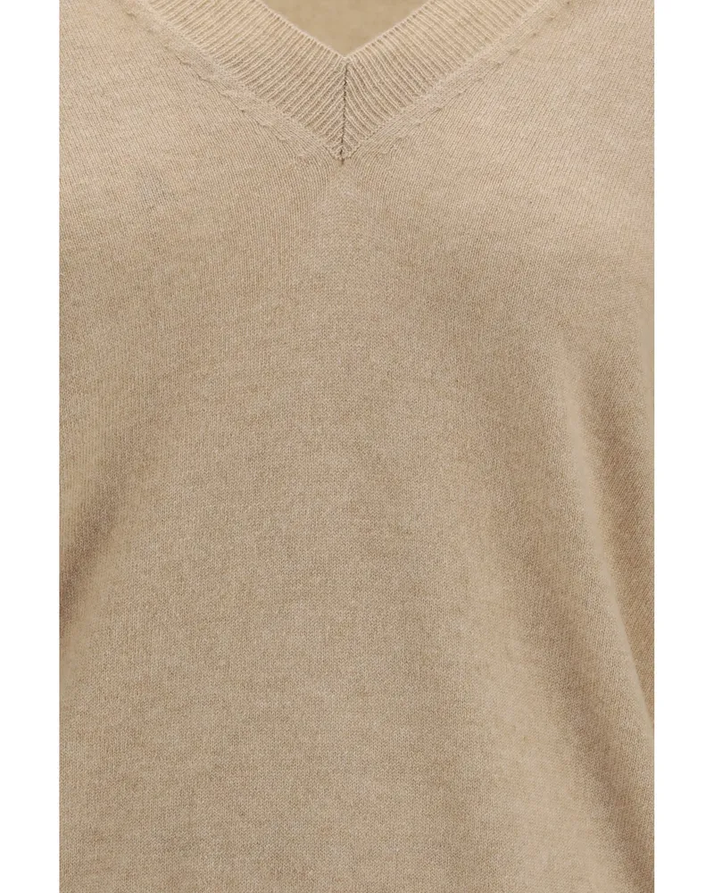Malo Women's Sweater V-Neck Cashmere Light Sand (capra Hircus Beige