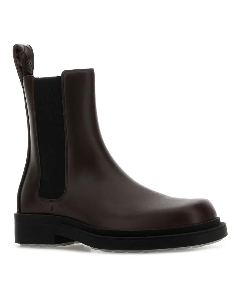 Bottega Veneta Men's Dark Brown Leather Chelsea Ben Ankle Boots Toffee Stivali Brown