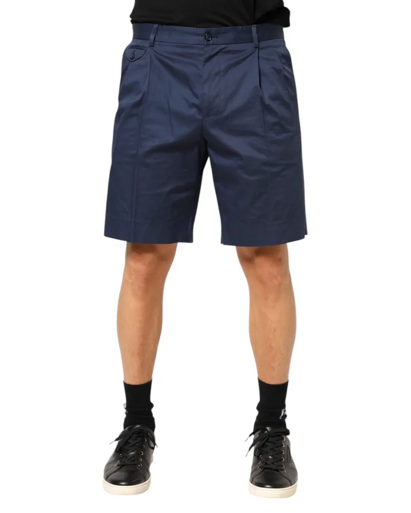 Dolce & Gabbana Men's Blue Cotton Stretch Mid Waist Bermuda Shorts Co+03 Blue
