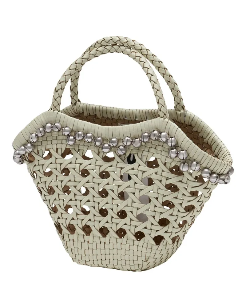 OSOI Women's Lip Shopper Bag -  Raffia White Totes-Shopping-Bags White
