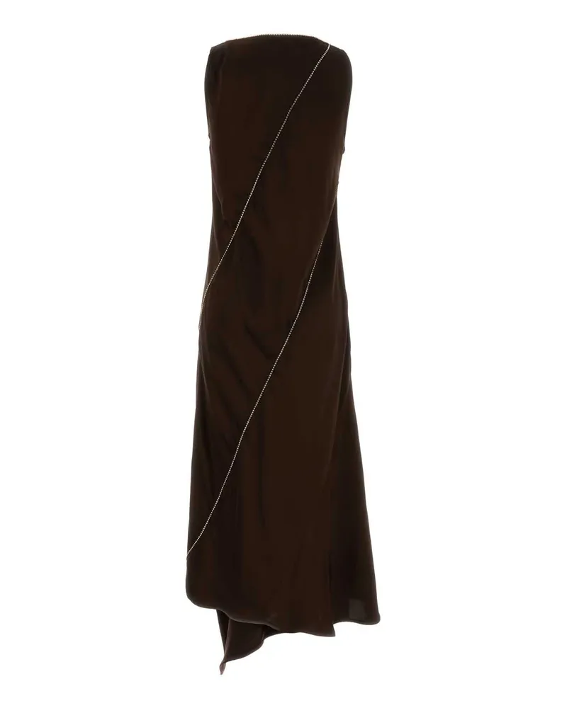 Jil Sander Women's Chocolate Satin Dress Plum Viscosa Abiti Brown