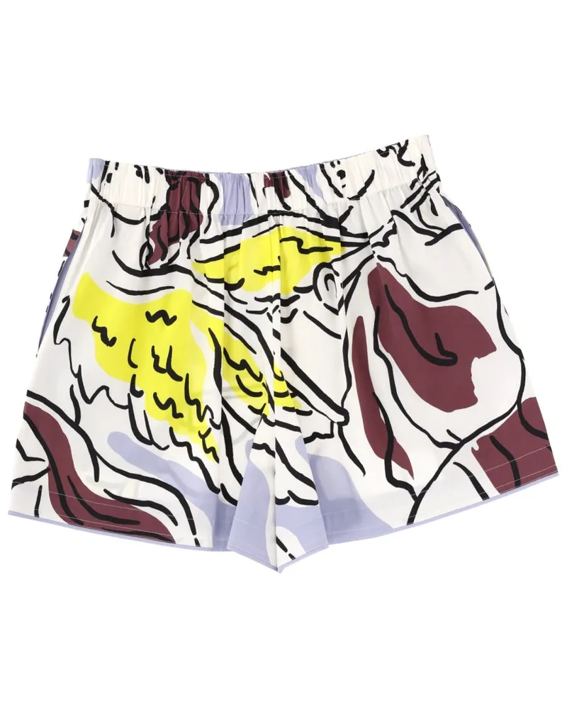 Tory Burch Printed Cotton Bermuda Shorts — Multicolor Multicolor