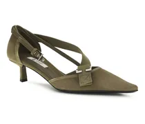 Canvas Kitten-Heel Pump — Beige