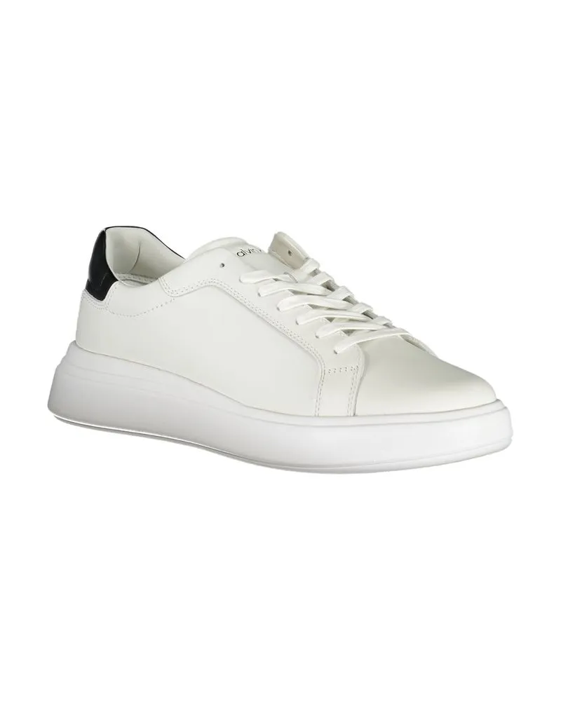 Calvin Klein White Low-Top Leather-Mix Sneakers — White White
