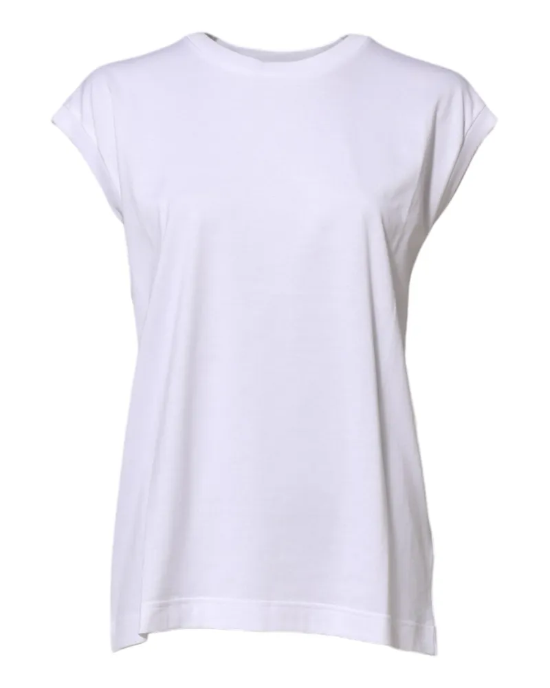 Dolce & Gabbana White Cotton Sleeveless Women Tank T-Shirt White