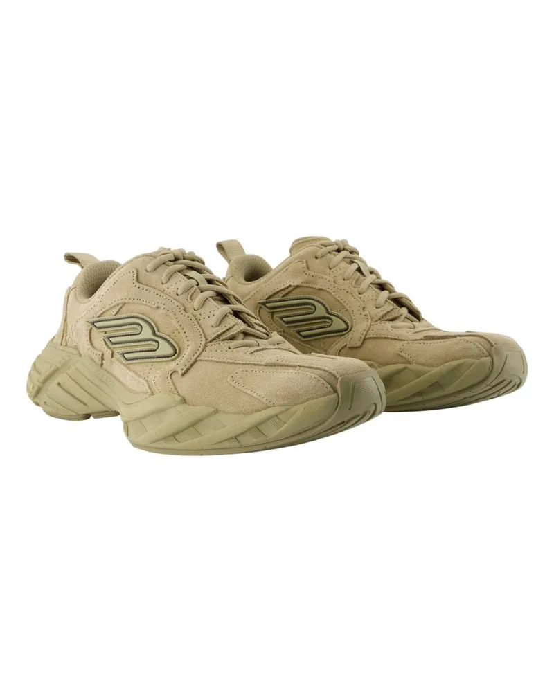Balenciaga Women's Monday Sneakers -  Leather Khaki Calfskin Shoes Beige
