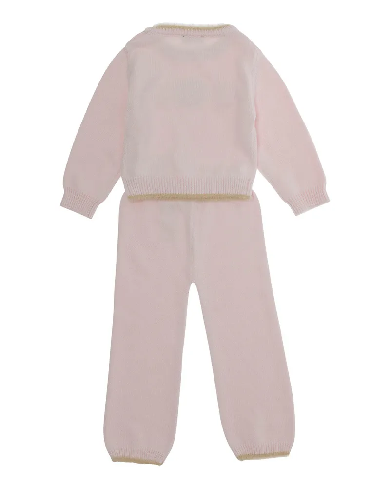 Monnalisa Unisex Tracksuit Set Orsetto Pink Cotton Sets Pink