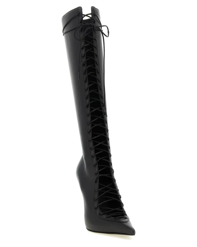 Le Silla Women's Black Lamb Leather Over The Knee Shoe Black