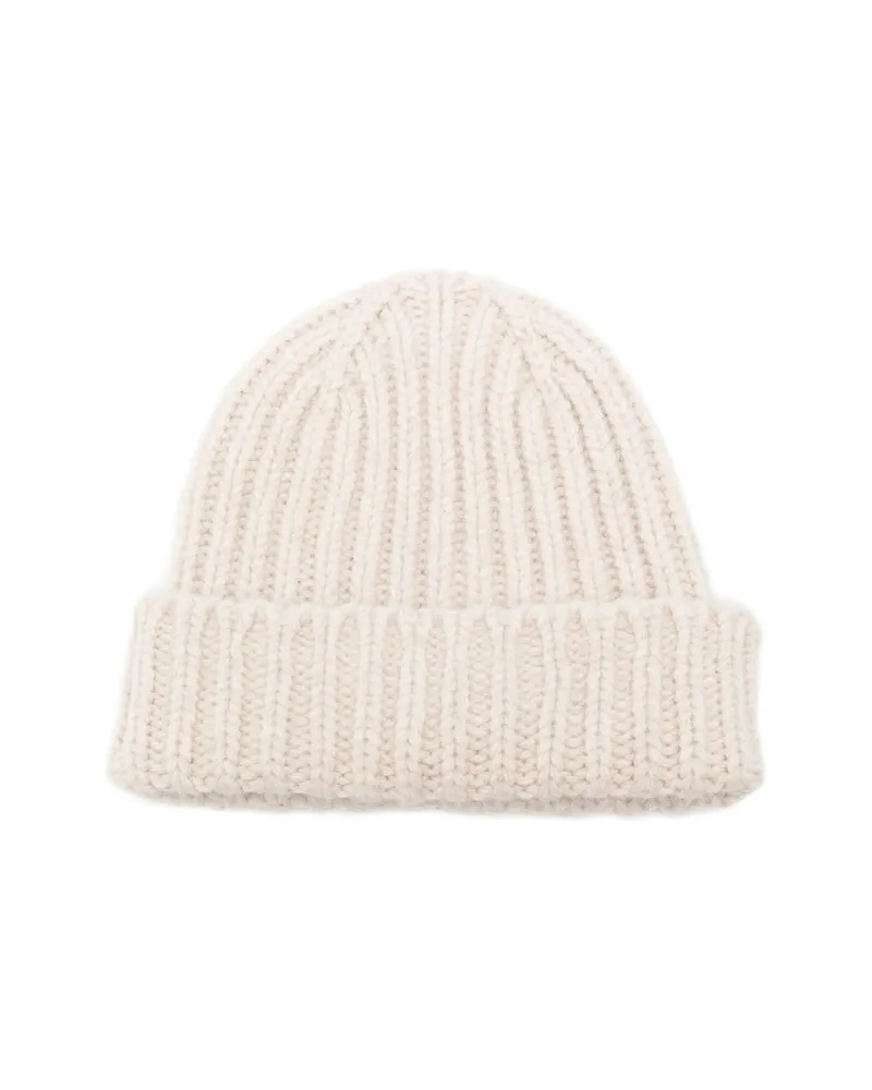 Le Bonnet LBL-034 Ribbed Knit Lambswool Beanie — Beige Beige