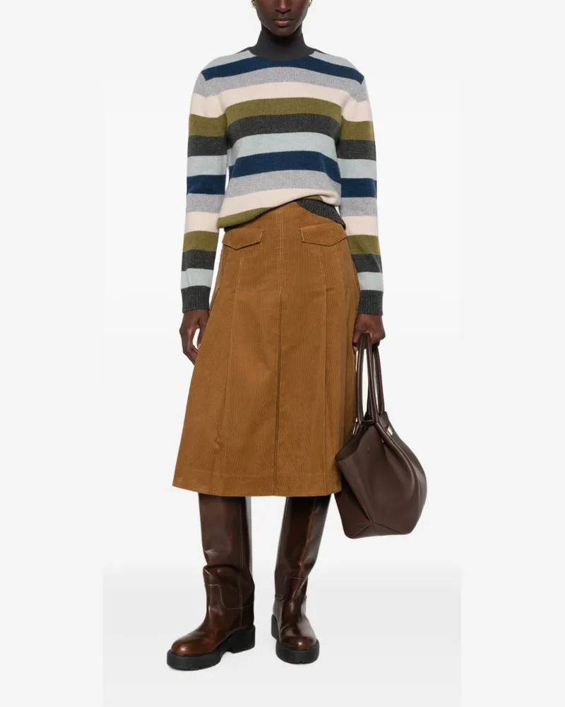 Tory Burch Corduroy Pleated Skirt — Brown Brown