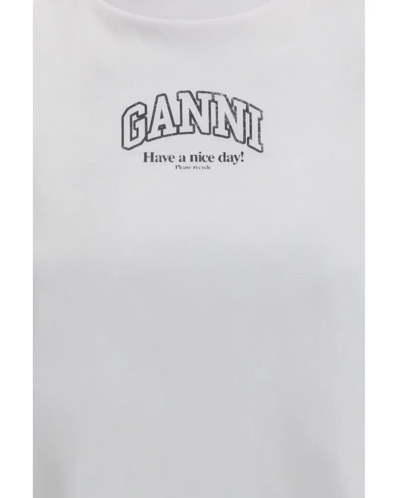 Ganni Women Crewneck T-Shirt Bright White Cotton T-Shirts & Jerseys White