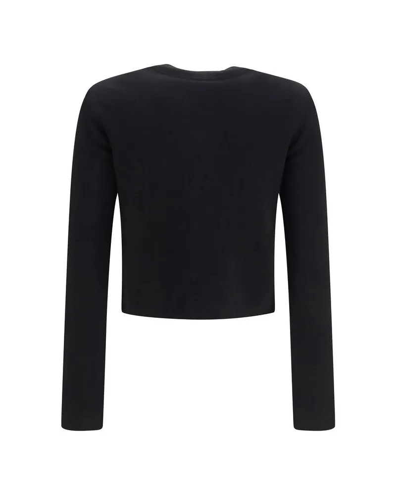 Balmain Round-Neck Viscose Cardigan — Black Black