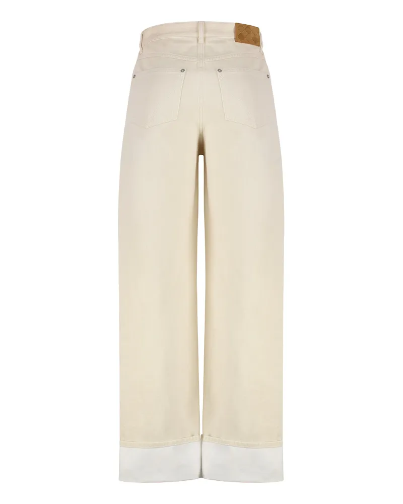 Bottega Veneta Women's Wide-Leg Cotton Jeans Pale Maringhe Beige
