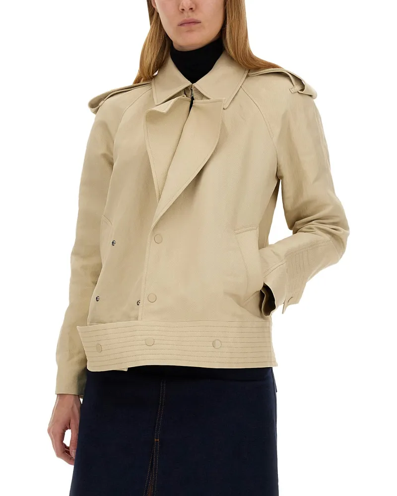 Burberry Paper Viscose Blend Trench Coat — Beige Beige