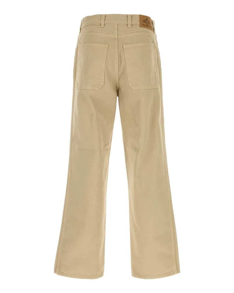 Prada Men's Beige Cotton Pant Desert Exterior: Pantaloni Trousers Beige