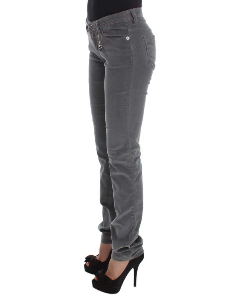 CoSTUME NATIONAL Women's Gray Cotton Super Slim Corduroys Jeans Clothing Gray