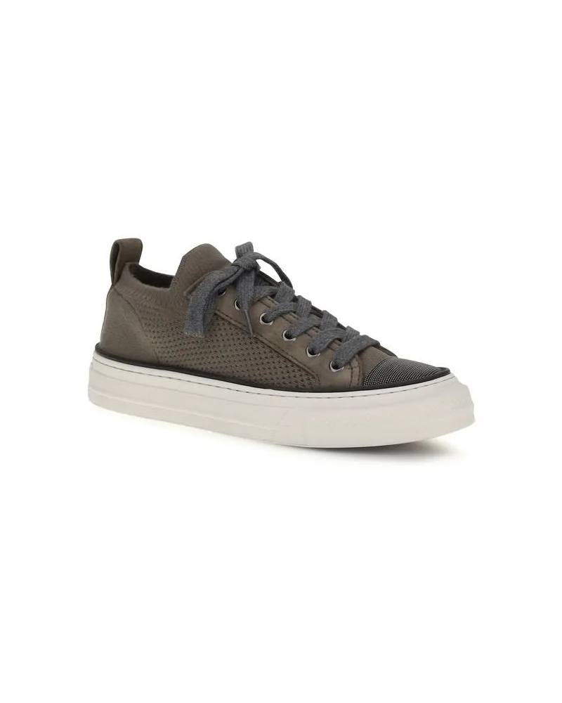 Brunello Cucinelli Women's Brown Cotton Low Top Sneakers Brown