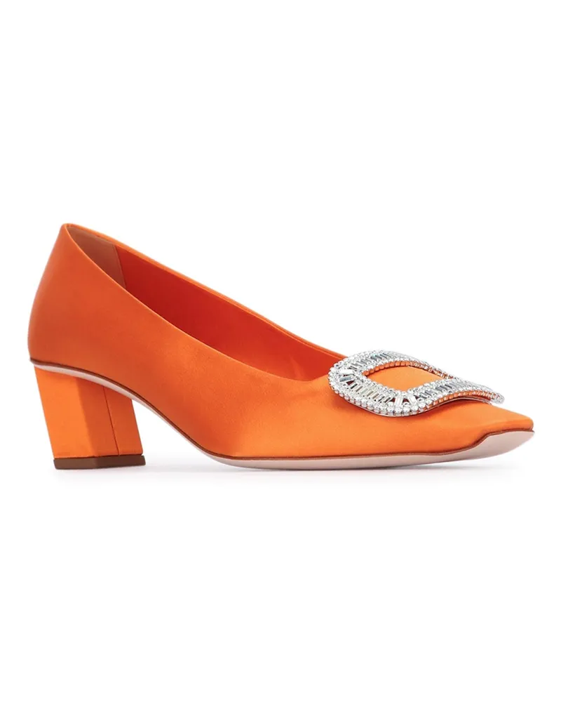 Roger Vivier Women's Belle Vivier Buckle Strass T45 Aranciochiaro Vi Se Tex Scarpe Con Tacco High Heel Shoes Orange