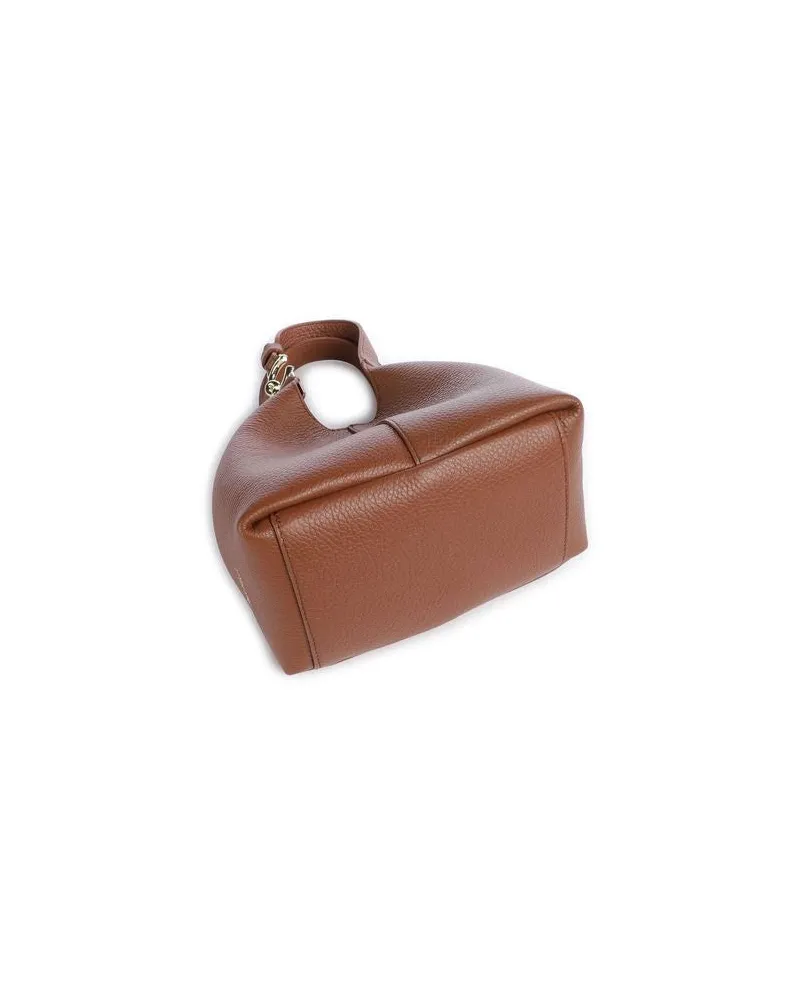 Coccinelle Women's Handbag Cognac Grained Leather Bags - Handbags Brown