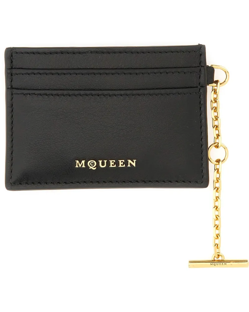 Alexander McQueen Leather Sling Card Case — Black Black