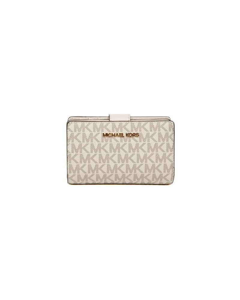 Michael Kors Logo Monogram Bi-Fold Wallet — Beige Beige