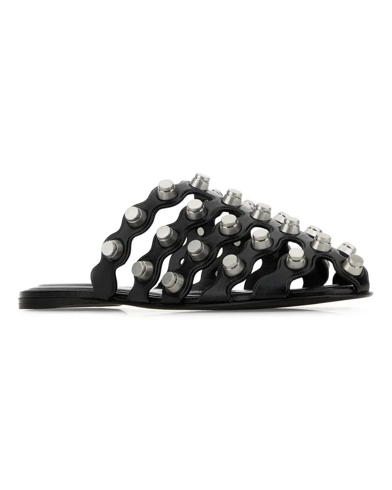 Alexander Wang Women's Black Leather Rexa Slippers Flat Shoes Black