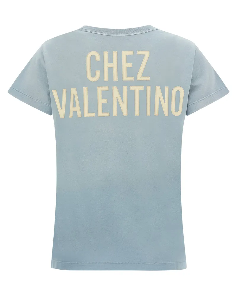 Valentino Garavani Women Blue Cotton T-Shirt Blue