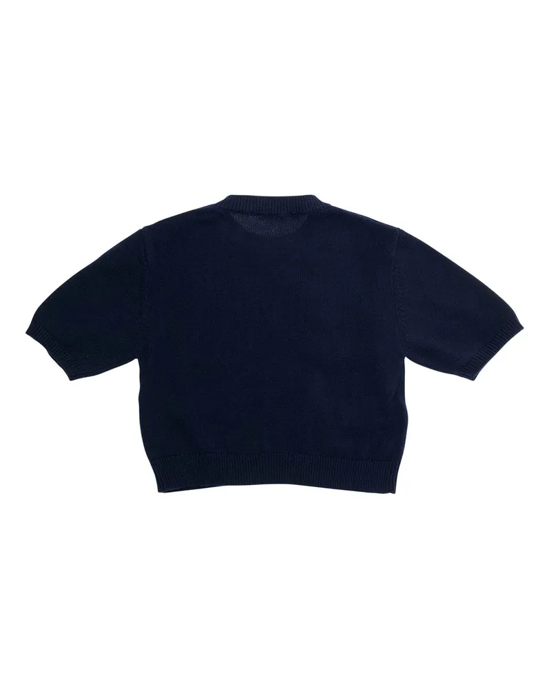 Marni Cotton Crew Neck with Pocket Detail Sweater — Navy Navy