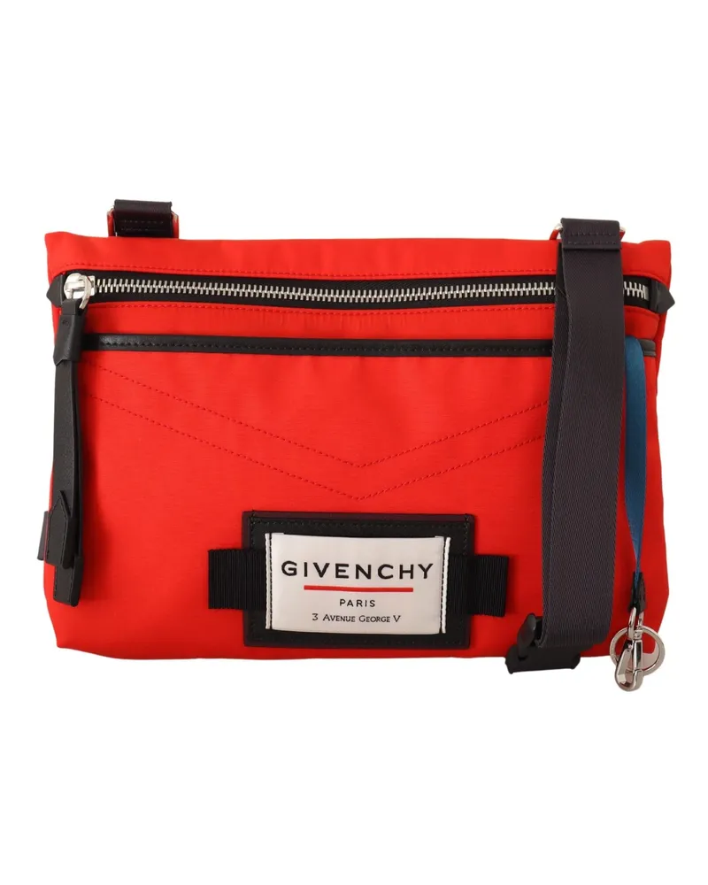 Givenchy Men's Red Polyamide Downtown Flat Crossbody Bag Red