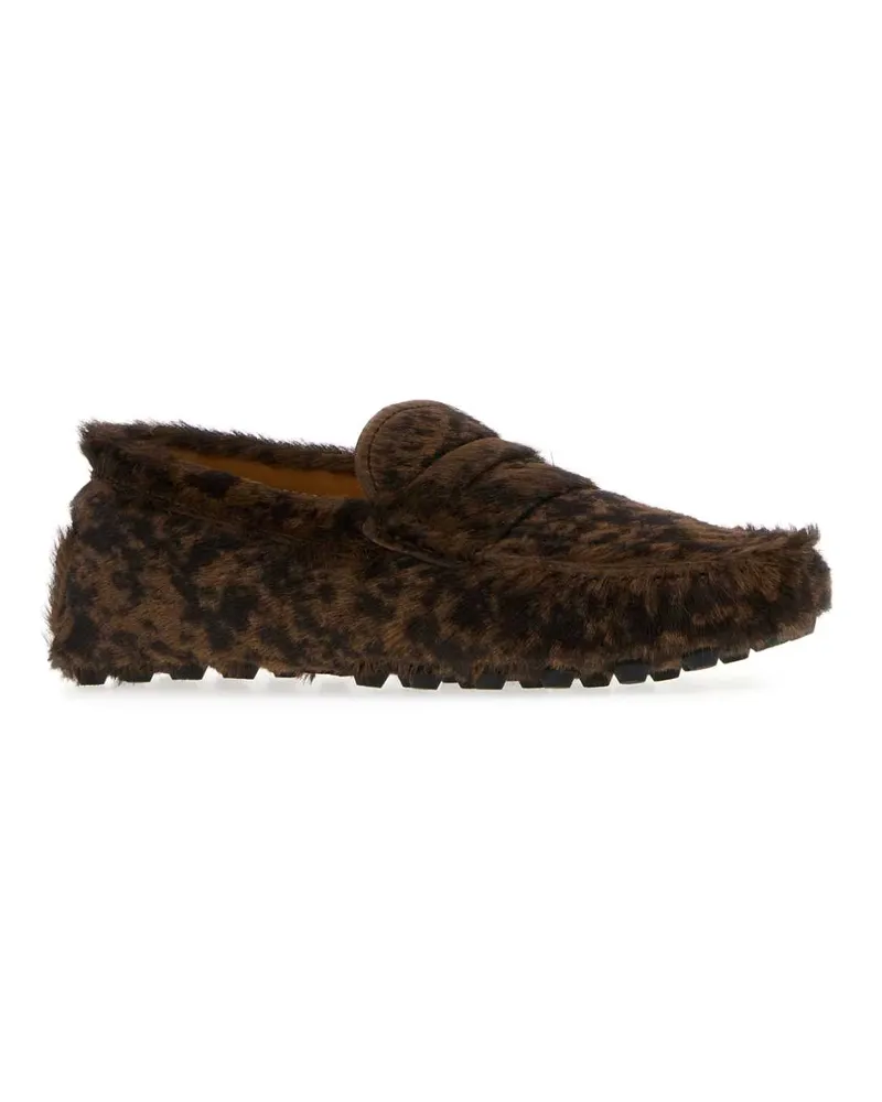 TOD'S Women's Printed Calf Hair Loafers 3l57 1calfskinfur Mocassini Brown