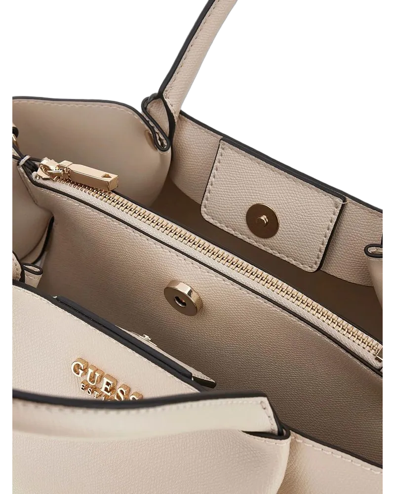 Guess Women's Satchel Off White Polyurethane Satchel-bags Beige