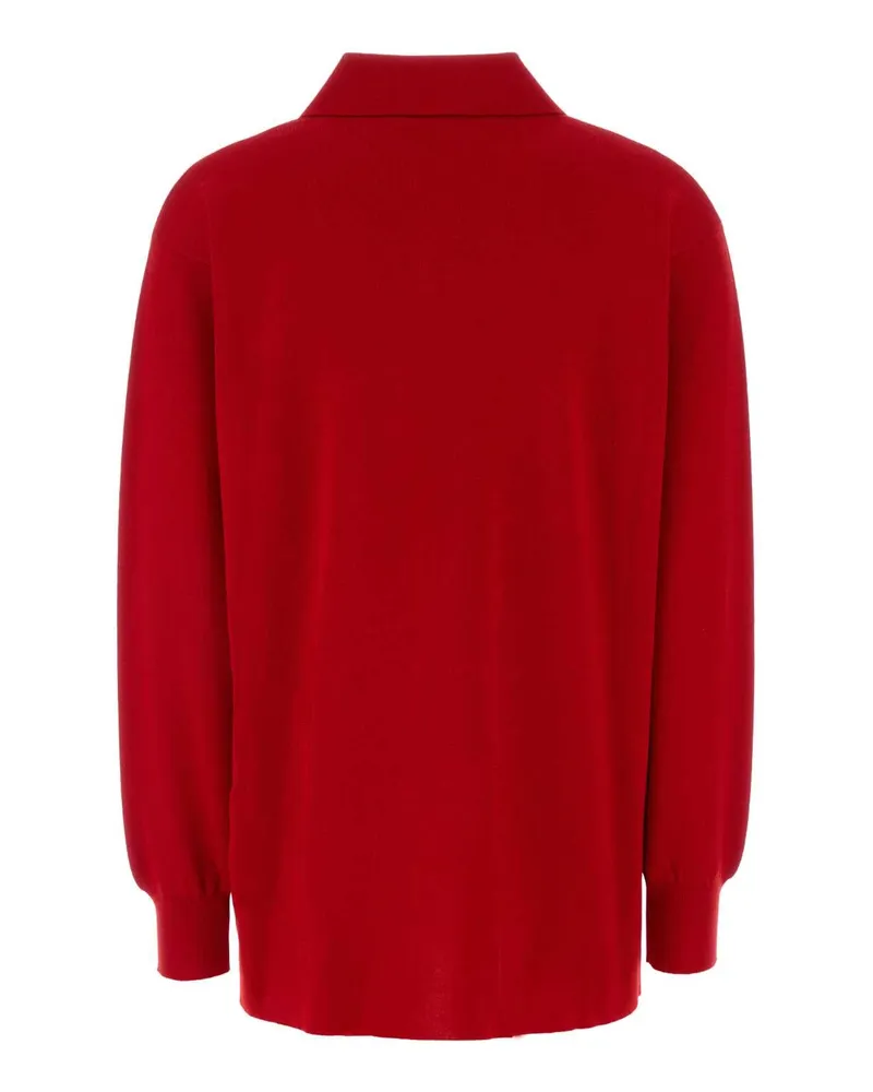 Loewe Women Red Stretch Cashmere Blend Polo Shirt Maglieria Red