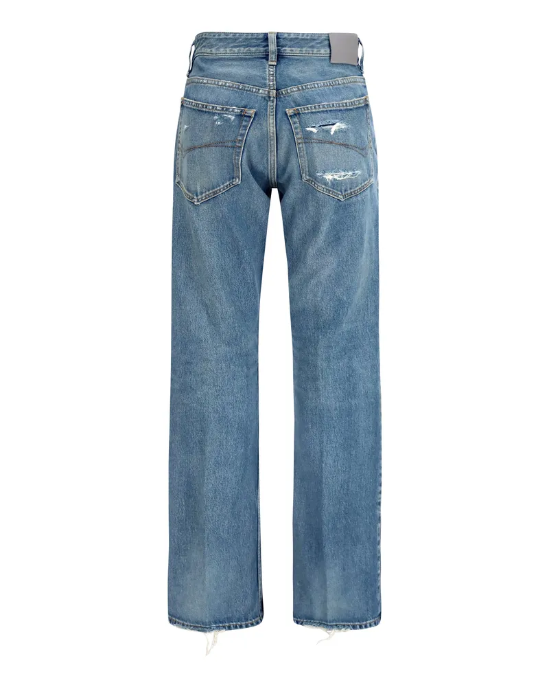 Balenciaga Women's Jeans Straight-Leg Dark Blue Cotton Blue