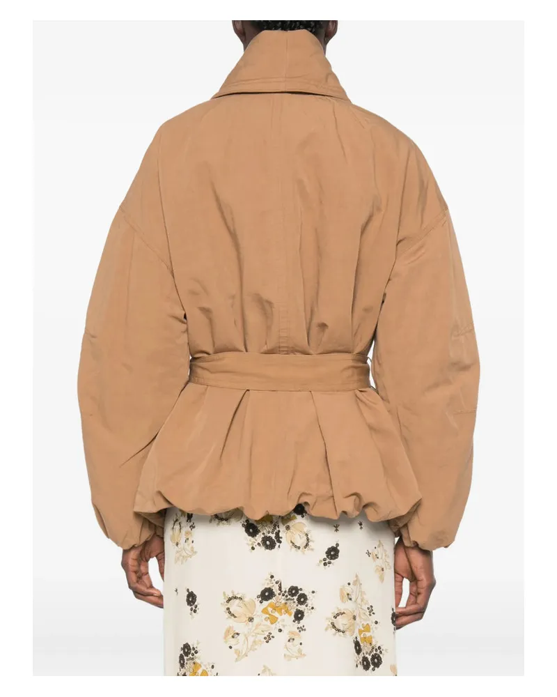 Isabel Marant Cotton-Linen with Bubble Hem Coat — Brown Brown