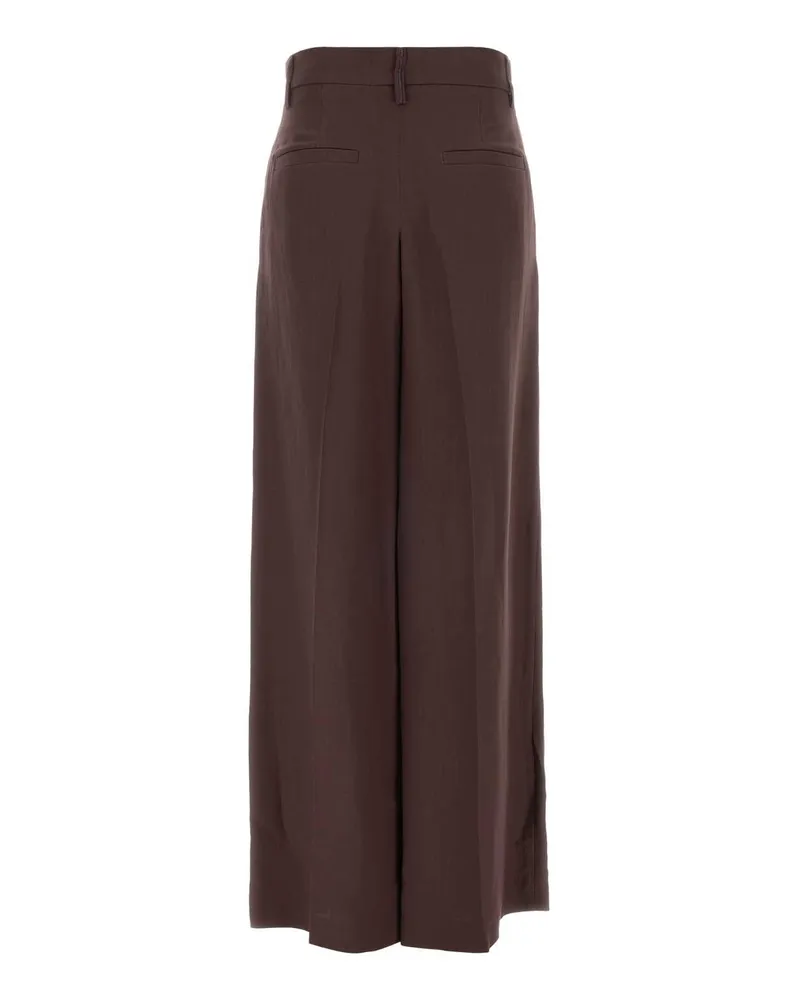 Brunello Cucinelli Viscose Blend Wide-Leg Trousers — Purple Purple