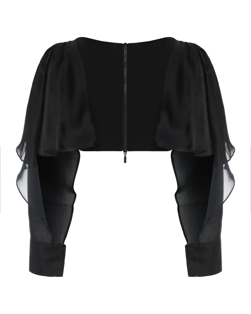 Maticevski Women's Cropped Cape Black Polyester Blouses Shirt Black